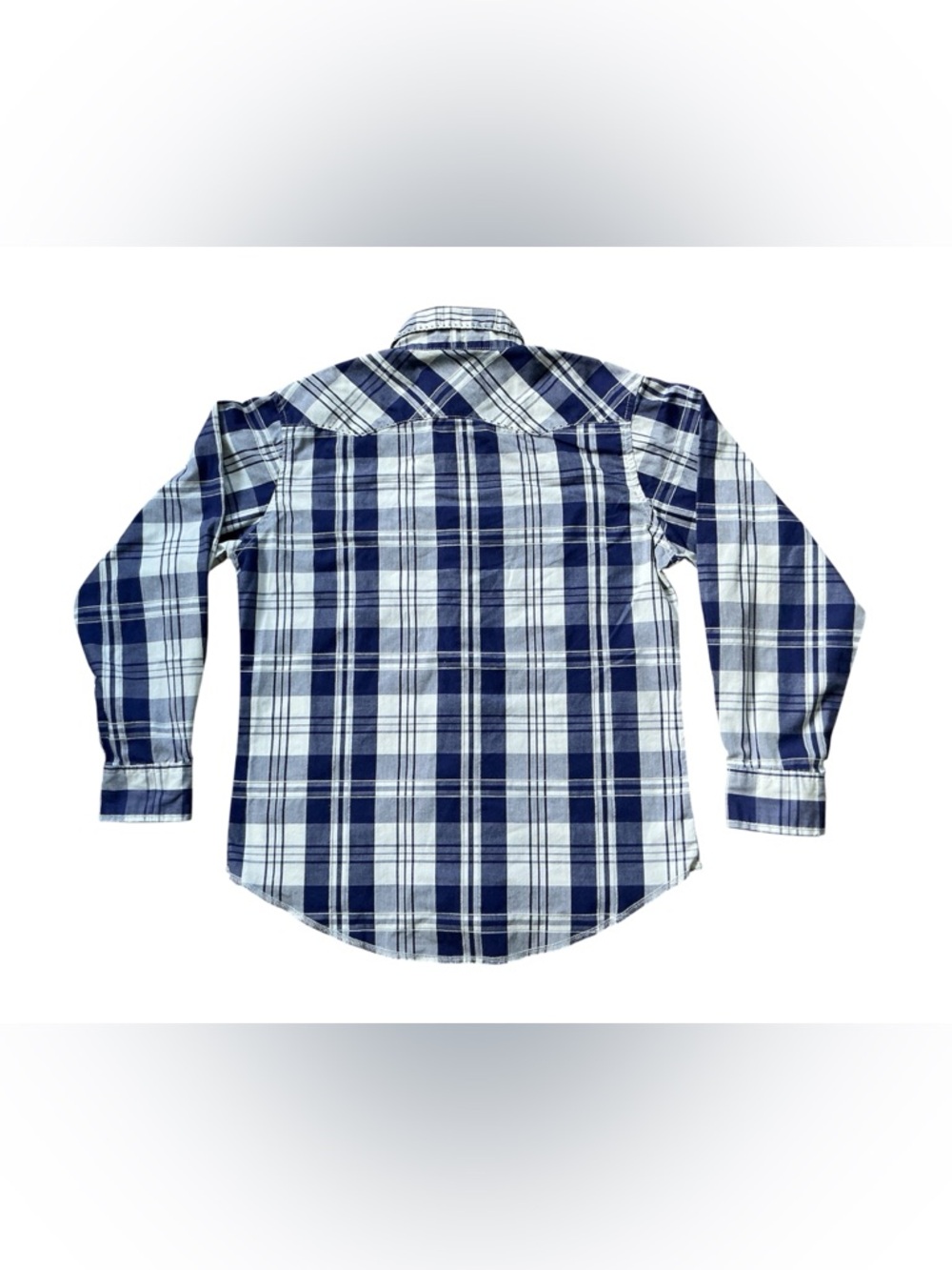 Wrangler Blue Plaid Pearl Snap Shirt Boys Large (10-12) - Picture 2 of 5